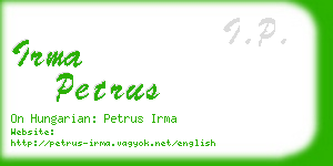 irma petrus business card